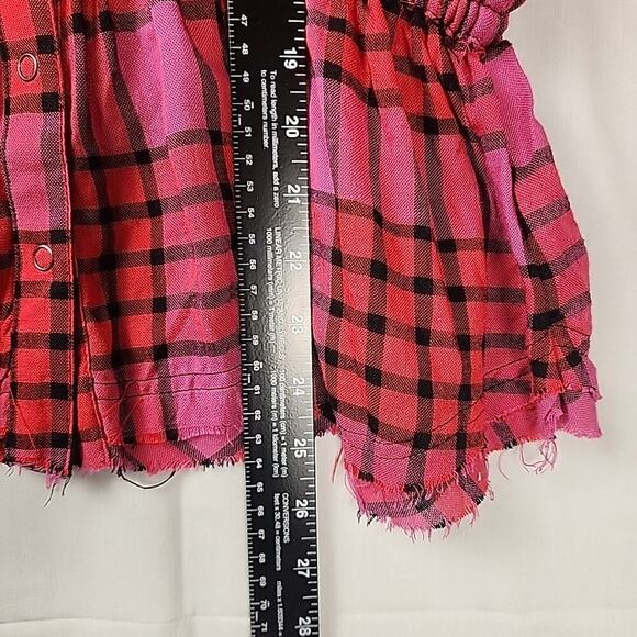 Free People Pacific Dawn Plaid Shirt Womens Size MED Drawstring Waist Snap Front - Picture 8 of 10